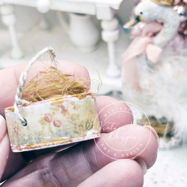 Bird Nest Basket No.8 Dollhouse Miniature Handmade image 3