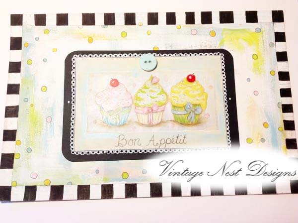 Bon Appetit Three Cupcakes No.1 Digital Prints Acrylic Painting image 1