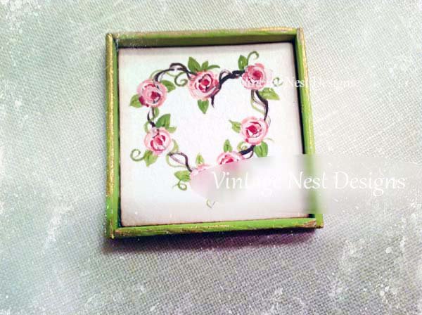 Bird Nest No.31:1 Dollhouse Miniature Handmade Wooden Framed Art image 0