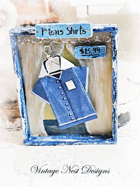 Man's Shirt No.1 Dollhouse Miniature Handmade Wooden Framed Art image 3