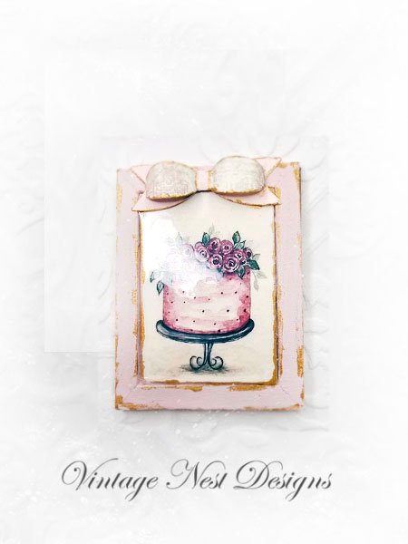 Kitchen Cake No.7:11 Dollhouse Miniature Handmade Wooden Framed Art image 4