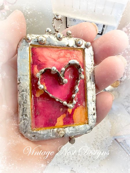 Valentine Heart No.6 Miniature Handmade Framed Art image 4