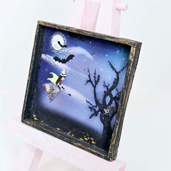 Happy Hauntings No.1:1 Dollhouse Miniature Handmade Wooden Framed Art image 1