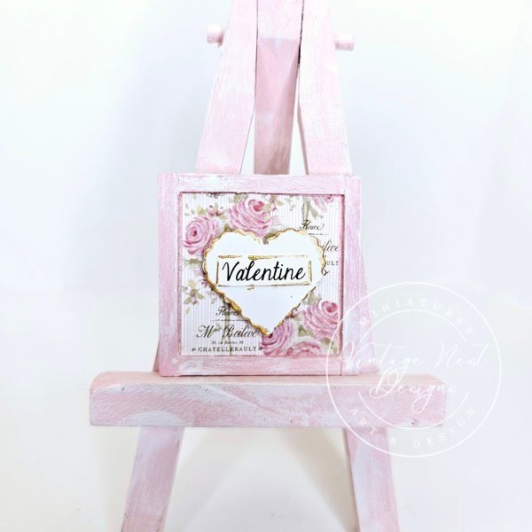 Valentine Lace Heart No.4 Dollhouse Miniature Handmade Framed Art image 3