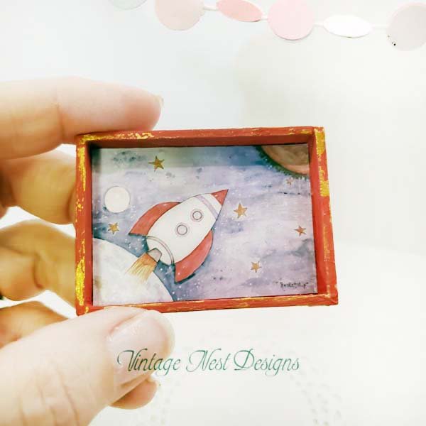 Sun Moon Stars Rocket Ship No.3:1 Dollhouse Miniature Handmade image 7