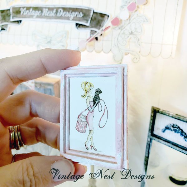 Barbie Shopping No.4:4 Dollhouse Miniature Handmade Wooden Framed Art image 3