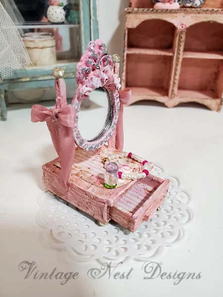 Vanity Mirror No.2 Dollhouse Miniature Handmade image 2
