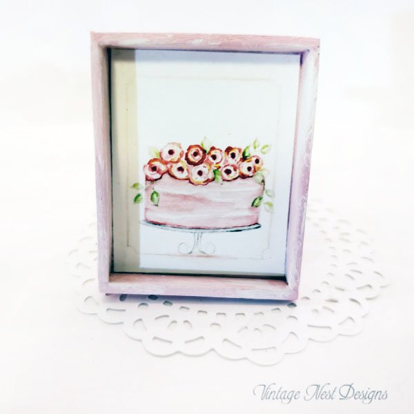 Cake No.4:1 Dollhouse Miniature Handmade Wooden Framed Art image 0