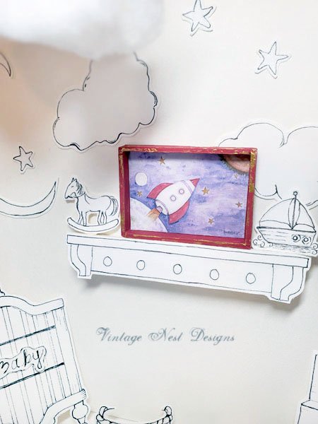 Sun Moon Stars Rocket Ship No.3:1 Dollhouse Miniature Handmade image 2