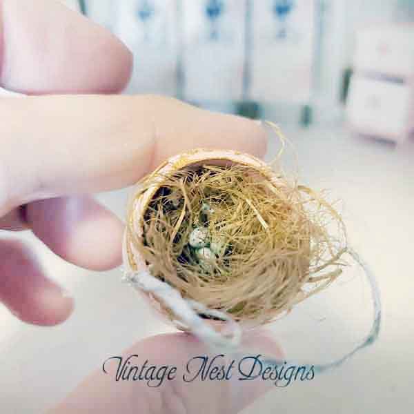 Bird Nest Basket No.2 Dollhouse Miniature Handmade image 2
