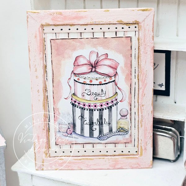 Beauty Essentials No.1:2 Dollhouse Miniature Handmade Wooden Framed Art image 6