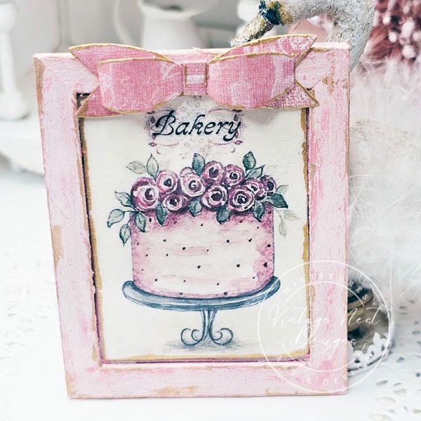 Kitchen Cake No.7:10 Dollhouse Miniature Handmade Wooden Framed Art image 0
