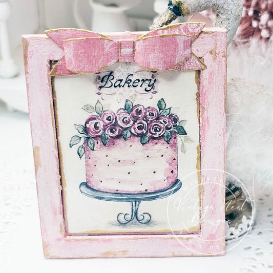 Kitchen Cake No.7:10 Dollhouse Miniature Handmade Wooden Framed Art image 0