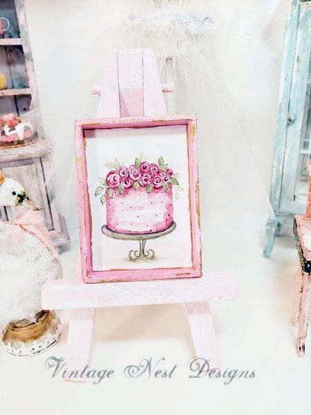 Cake No.7:8 Dollhouse Miniature Handmade Wooden Framed Art image 4