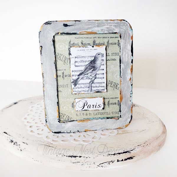 Paris Bird Nest Art No.1:2 Dollhouse Miniature Handmade Framed image 0