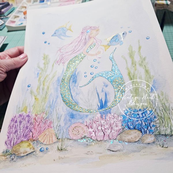 Mermaid No.4 Fine Art Original Watercolor Painting image 3