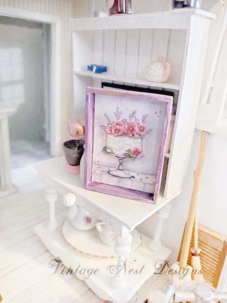 Cake No.9:1 Dollhouse Miniature Handmade Wooden Framed Art image 2