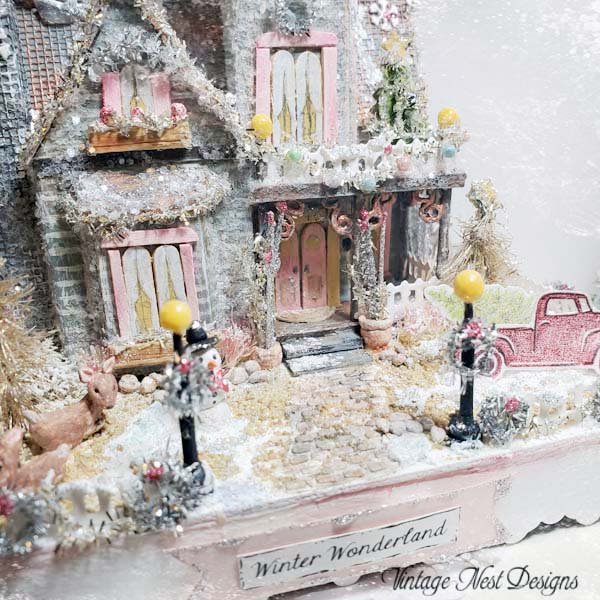 Victorian Mansion Putz Glitter Holiday Dollhouse House No.1 Handmade image 3