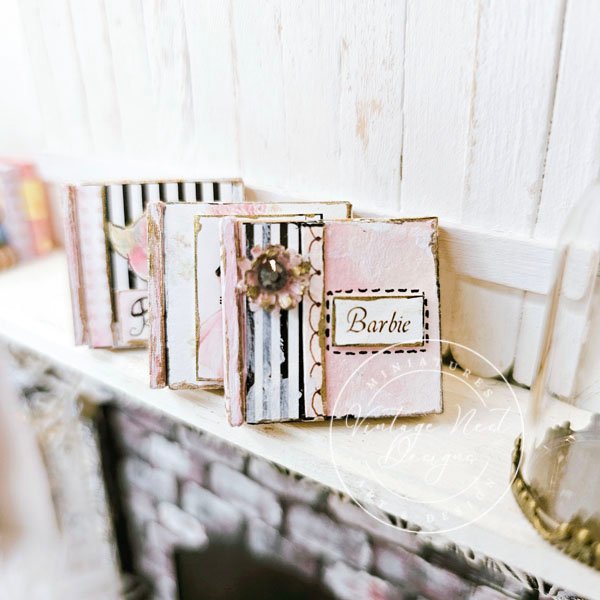 Shabby Book Set No.28 Dollhouse Miniatures Handmade image 3