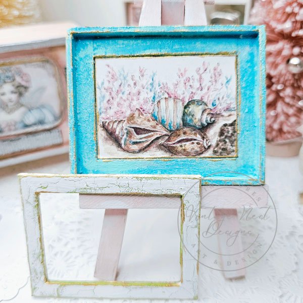 Seashell No.1:1 Dollhouse Miniature Handmade Wooden Framed Art with Additional Frame image 6
