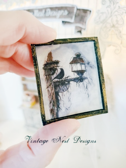 Crow Lantern No.1:1 Dollhouse Miniature Handmade image 4