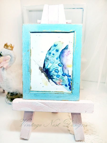 Butterfly No.1:1 Dollhouse Miniature Handmade Wooden Framed Art image 2