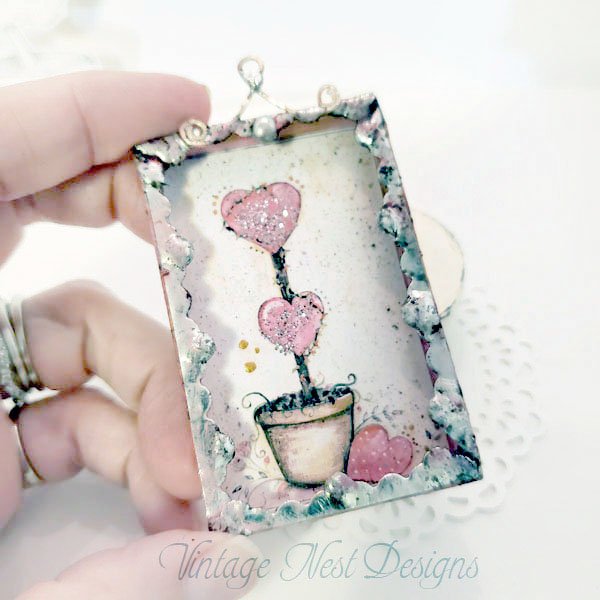 Metal Framed Valentine Topiary No.2 Dollhouse Miniature Handmade image 1