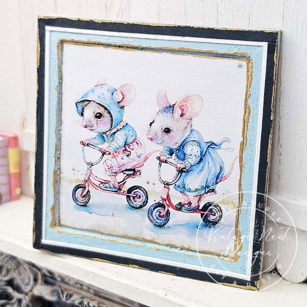 Nursery Mice No.1:4 Dollhouse Miniature Handmade Wooden Framed Art image 5