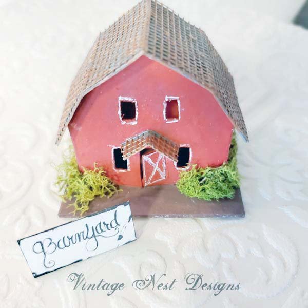 Putz Red Barn No.4 Handmade Miniature image 1