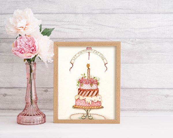 Cake No.8 Digital Prints Watercolor Painting image 1