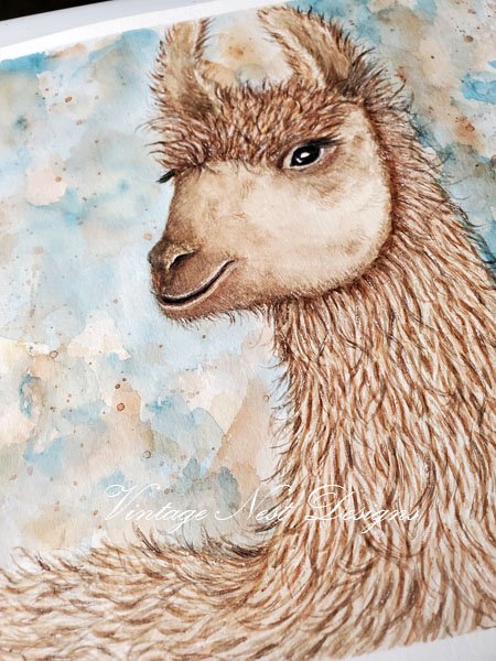 Llama No.1 Digital Prints Watercolor Painting image 1