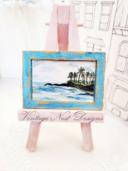 Ocean No.1:1 Dollhouse Miniature Handmade Wooden Framed Art image 5