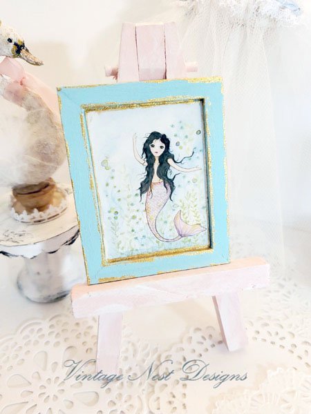 Under the Sea Mermaid No.1:4 Dollhouse Miniature Handmade Wooden Framed Art image 4