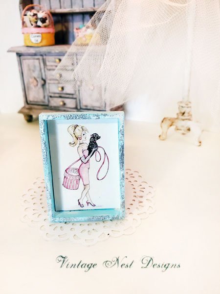 Barbie Shopping No.4:5 Dollhouse Miniature Handmade Wooden Framed Art image 1