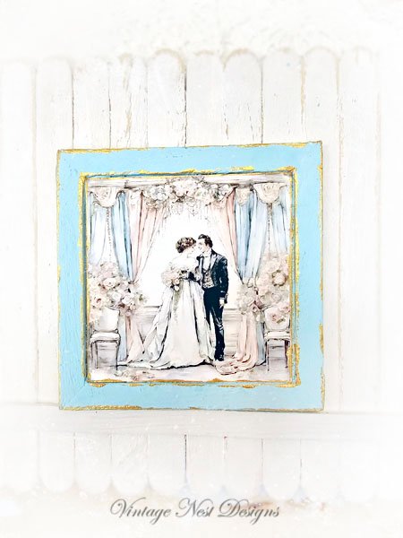 Wedding Couple No.2 Dollhouse Miniature Handmade Framed Art image 0