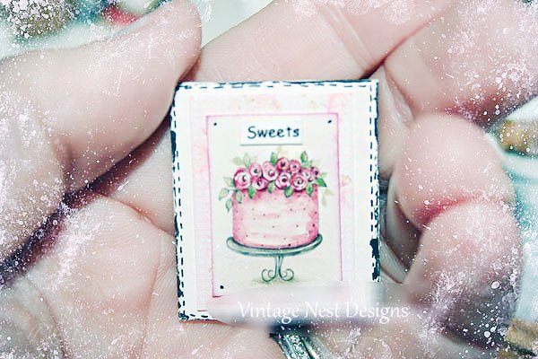 Cake No.7:6 Dollhouse Miniature Handmade Wooden Framed Art image 5