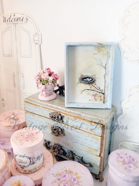 Bird Nest Roses Tree No.1:1 Dollhouse Miniature Handmade image 4