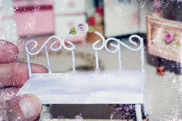 Metal & Bench No.1 Dollhouse Miniature Handmade image 0