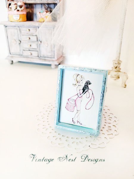 Barbie Shopping No.4:5 Dollhouse Miniature Handmade Wooden Framed Art image 2