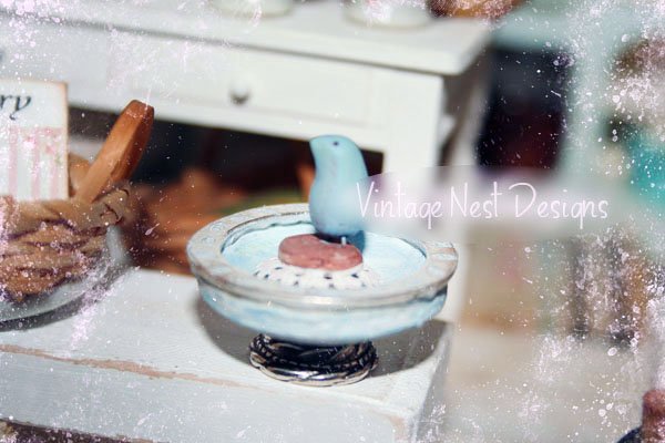 Bird Bath No.2 Dollhouse Miniature Handmade image 3