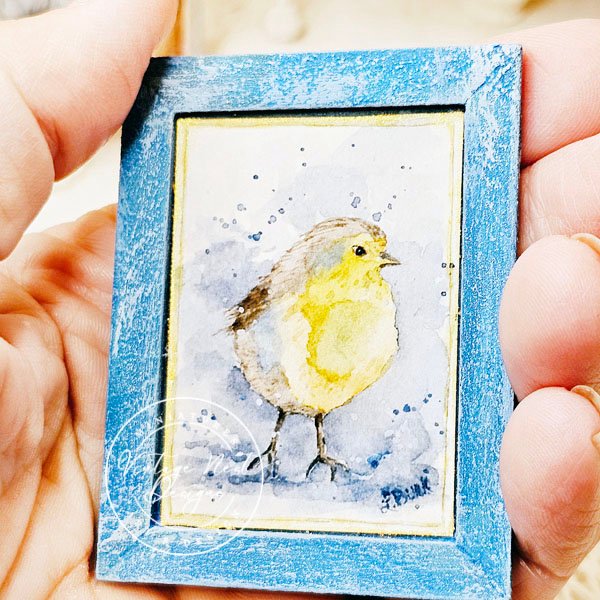 Bird No.1:1 Dollhouse Miniature Handmade Wooden Framed Art image 4