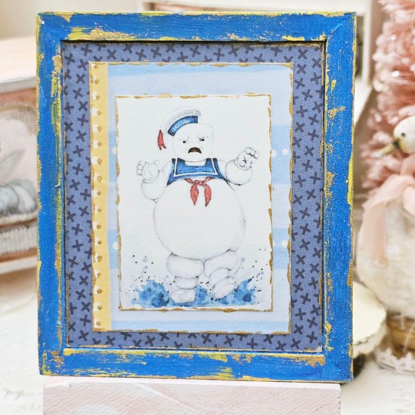 Stay Puft No.1:2 Dollhouse Miniature Handmade Wooden Framed Art image 4