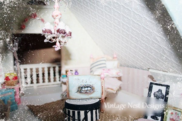 Bird Nest No.12:1 Dollhouse Miniature Handmade Wooden Framed Art image 3