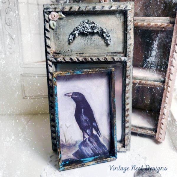 Old Crow No.1:1 Dollhouse Miniature Handmade Framed Art image 4