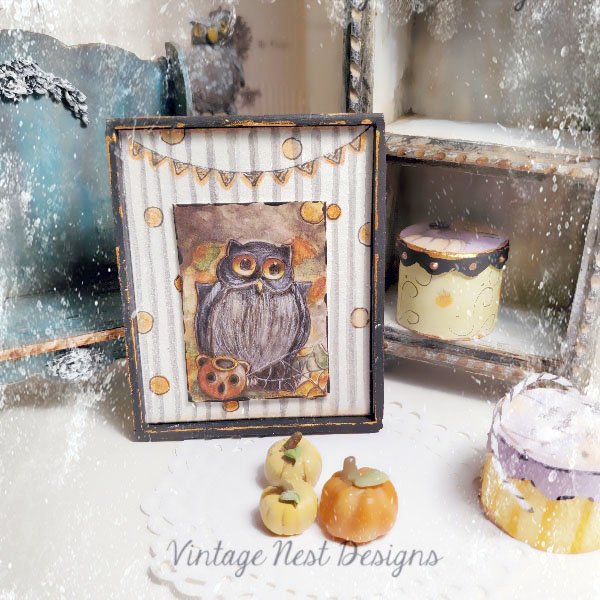 Halloween Owl No.4:2 Dollhouse Miniature Handmade image 1