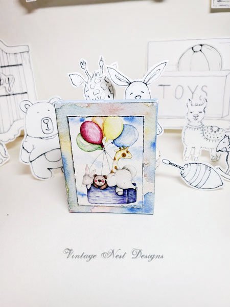 Animals & Balloons No.1:1 Handmade Dollhouse Miniature image 0