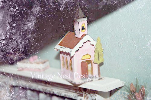 Pink Putz Church No.3 Handmade Miniature image 4