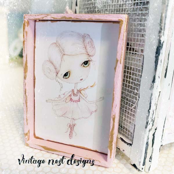 Ballerina No.1:1 Dollhouse Miniature Handmade Wooden Framed Art image 0