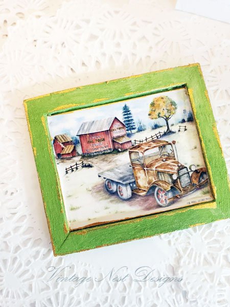 Model A Truck No.1:1 Dollhouse Miniature Handmade Wooden Framed Art image 3