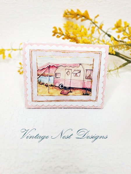 Barbie Camper No.1:3 Dollhouse Miniature Handmade Wooden Framed Art image 0